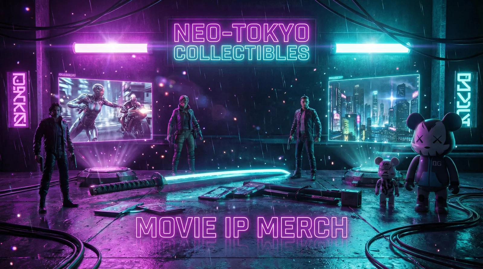 漫蛙网页版赛博朋克风格影视IP衍生品展示横幅