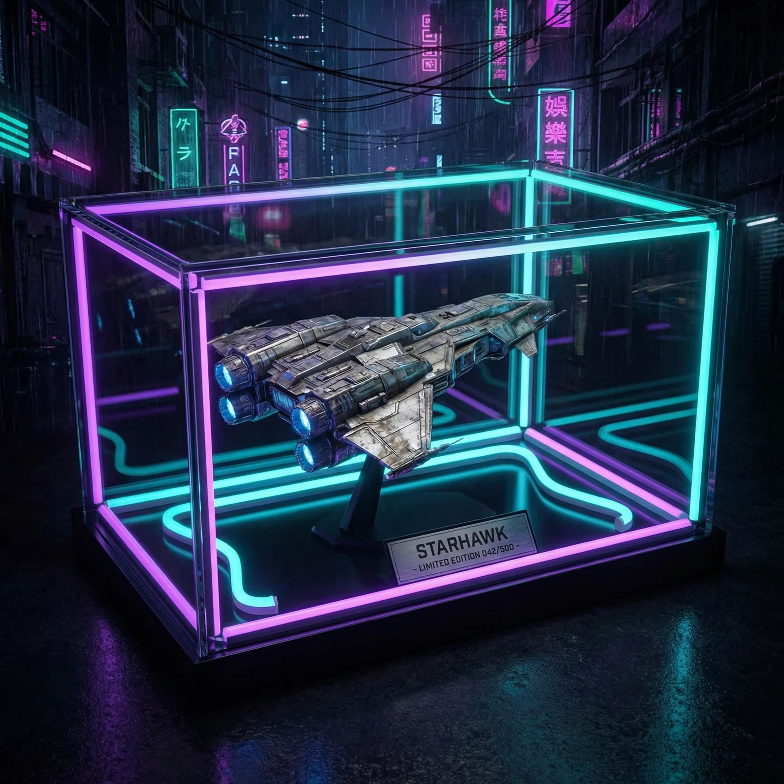 星际猎鹰号限量版精密飞船模型展示柜